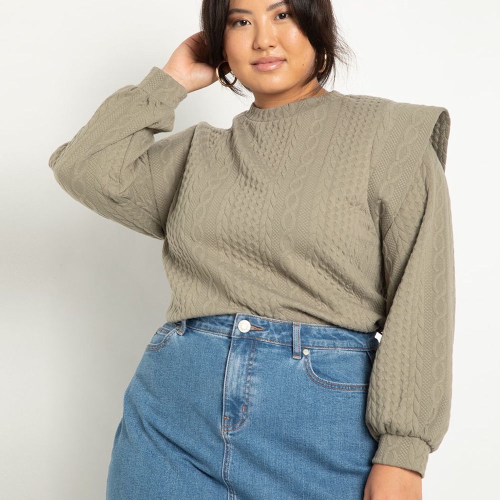 NWT Eloquii Extended Shoulder Sweatshirt with Cables